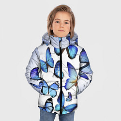 Куртка зимняя для мальчика Голубые бабочки, цвет: 3D-черный — фото 2