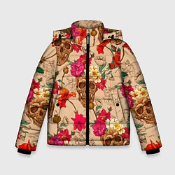 Зимняя куртка для мальчика Черепа в цветах