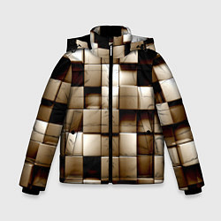 Куртка зимняя для мальчика Кубики, цвет: 3D-черный