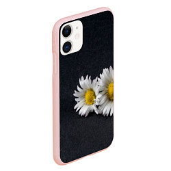 Чехол iPhone 11 матовый Полевые ромашки, цвет: 3D-светло-розовый — фото 2