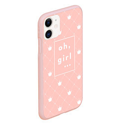 Чехол iPhone 11 матовый Oh, girl, цвет: 3D-светло-розовый — фото 2