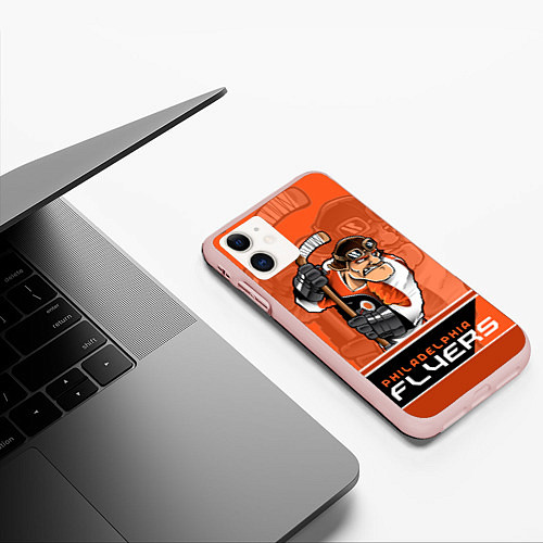 Чехол iPhone 11 матовый Philadelphia Flyers / 3D-Светло-розовый – фото 3