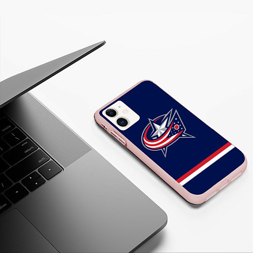 Чехол iPhone 11 матовый Columbus Blue Jackets / 3D-Светло-розовый – фото 3