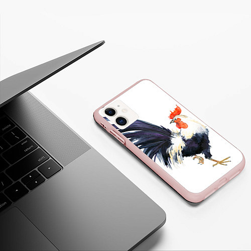 Чехол iPhone 11 матовый Петух Символ 2017 года 8 / 3D-Светло-розовый – фото 3