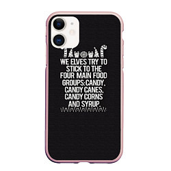 Чехол iPhone 11 матовый Candy Canes, цвет: 3D-светло-розовый