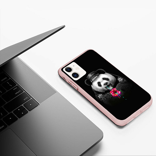 Чехол iPhone 11 матовый Donut Panda / 3D-Светло-розовый – фото 3