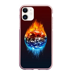 Чехол iPhone 11 матовый Огонь против воды, цвет: 3D-светло-розовый