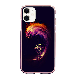Чехол iPhone 11 матовый Космический серфинг, цвет: 3D-светло-розовый