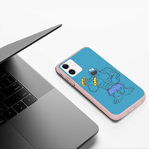 Чехол iPhone 11 матовый Коржик качок / 3D-Светло-розовый – фото 3