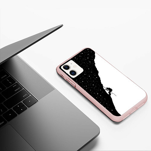Чехол iPhone 11 матовый Ночной скалолаз / 3D-Светло-розовый – фото 3