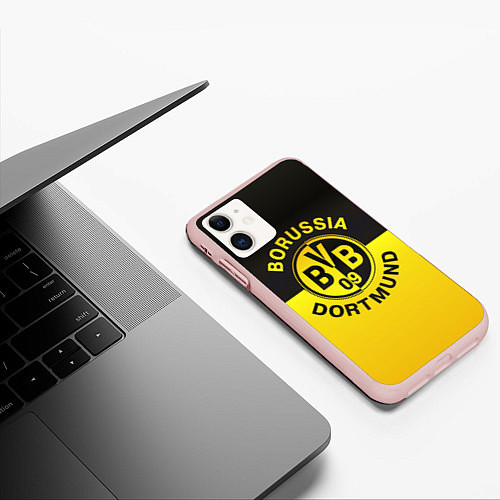 Чехол iPhone 11 матовый Borussia Dortmund FC / 3D-Светло-розовый – фото 3