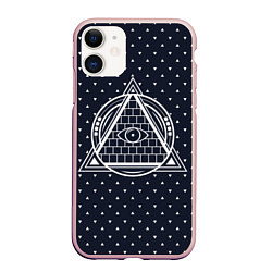 Чехол iPhone 11 матовый Illuminati, цвет: 3D-светло-розовый