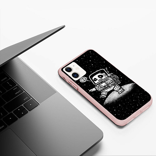 Чехол iPhone 11 матовый Панда лунатик / 3D-Светло-розовый – фото 3