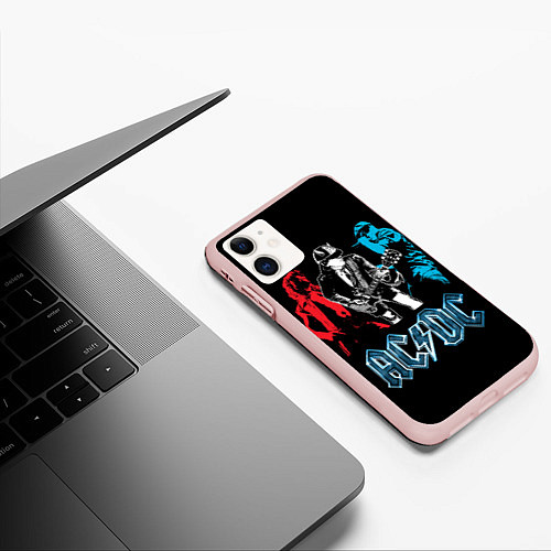 Чехол iPhone 11 матовый AC/DC: Ice & Fire / 3D-Светло-розовый – фото 3