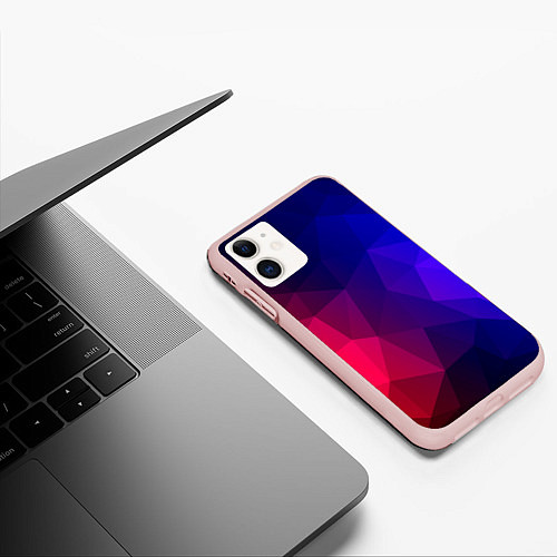 Чехол iPhone 11 матовый Red&Blue / 3D-Светло-розовый – фото 3