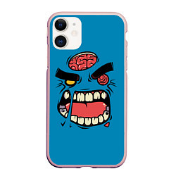 Чехол iPhone 11 матовый Angry Zombie, цвет: 3D-светло-розовый