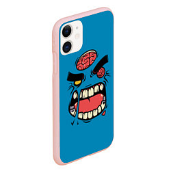 Чехол iPhone 11 матовый Angry Zombie, цвет: 3D-светло-розовый — фото 2