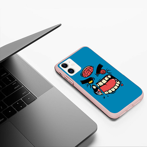 Чехол iPhone 11 матовый Angry Zombie / 3D-Светло-розовый – фото 3