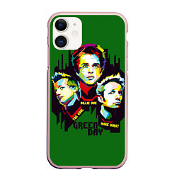 Чехол iPhone 11 матовый Green Day: Trio, цвет: 3D-светло-розовый