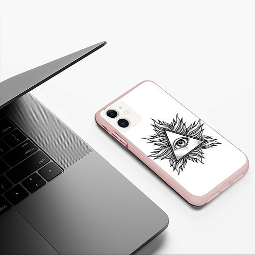 Чехол iPhone 11 матовый They watching / 3D-Светло-розовый – фото 3