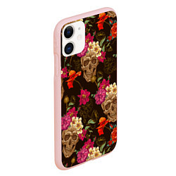 Чехол iPhone 11 матовый Черепа, цвет: 3D-светло-розовый — фото 2
