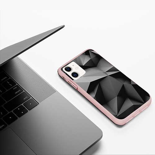 Чехол iPhone 11 матовый Gray abstraction / 3D-Светло-розовый – фото 3