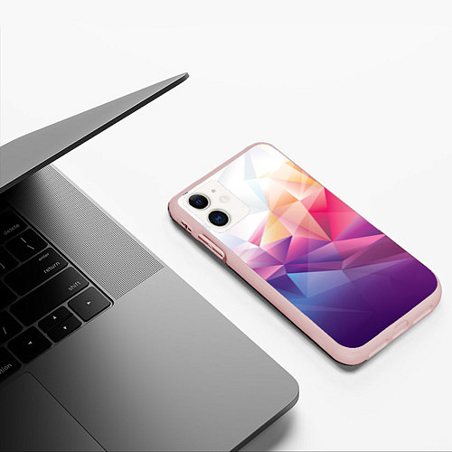 Чехол iPhone 11 матовый Абстракция / 3D-Светло-розовый – фото 3
