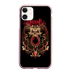 Чехол iPhone 11 матовый Dethklok: Demon witch, цвет: 3D-светло-розовый
