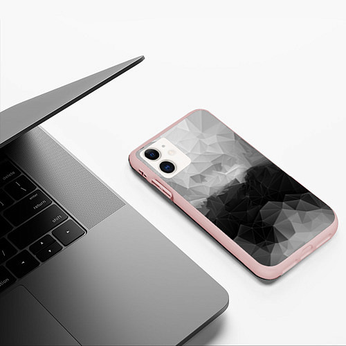 Чехол iPhone 11 матовый Polygon gray / 3D-Светло-розовый – фото 3