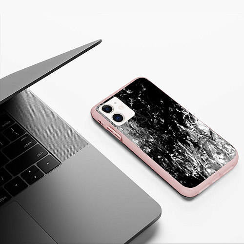Чехол iPhone 11 матовый GRAY&BLACK / 3D-Светло-розовый – фото 3