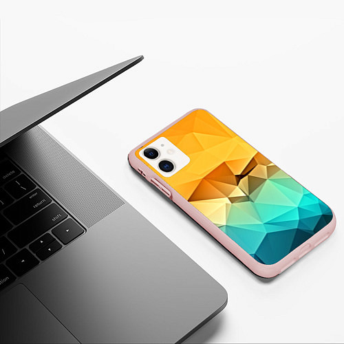 Чехол iPhone 11 матовый Битва геометрий / 3D-Светло-розовый – фото 3