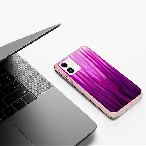 Чехол iPhone 11 матовый Фиолетово-черные краски / 3D-Светло-розовый – фото 3