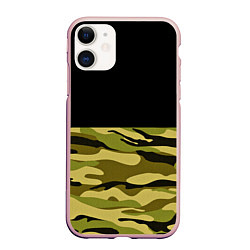 Чехол iPhone 11 матовый Лесной Камуфляж, цвет: 3D-светло-розовый