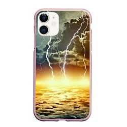 Чехол iPhone 11 матовый Удар молнии, цвет: 3D-светло-розовый