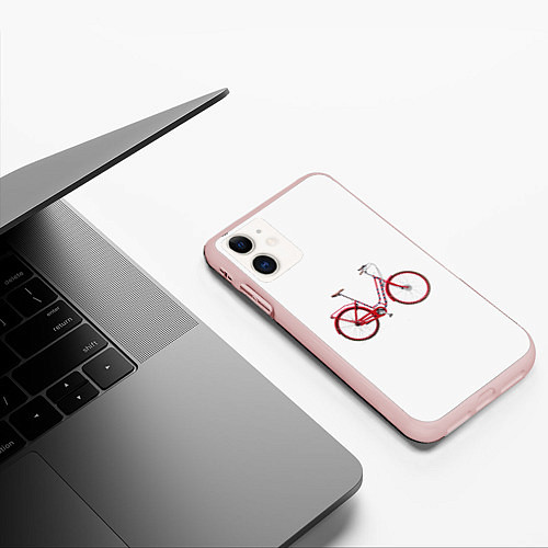 Чехол iPhone 11 матовый Велосипед / 3D-Светло-розовый – фото 3