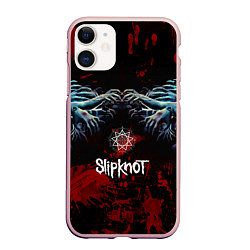 Чехол iPhone 11 матовый Slipknot руки зомби, цвет: 3D-светло-розовый