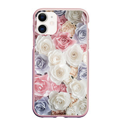 Чехол iPhone 11 матовый Букет из роз, цвет: 3D-светло-розовый