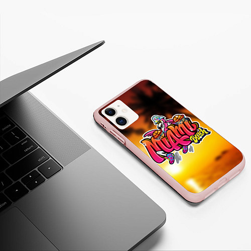 Чехол iPhone 11 матовый Miami Beach / 3D-Светло-розовый – фото 3