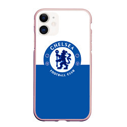 Чехол iPhone 11 матовый Chelsea FC: Duo Color, цвет: 3D-светло-розовый