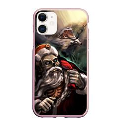 Чехол iPhone 11 матовый Bad Santa Claus, цвет: 3D-светло-розовый