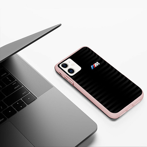 Чехол iPhone 11 матовый BMW M BLACK & GREY / 3D-Светло-розовый – фото 3