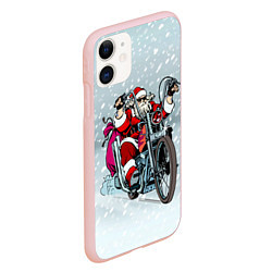 Чехол iPhone 11 матовый Санта Клаус байкер, цвет: 3D-светло-розовый — фото 2
