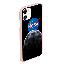 Чехол iPhone 11 матовый NASA: Moon Rise, цвет: 3D-светло-розовый — фото 2