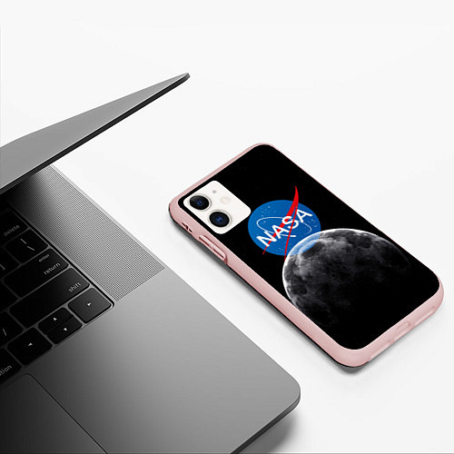 Чехол iPhone 11 матовый NASA: Moon Rise / 3D-Светло-розовый – фото 3