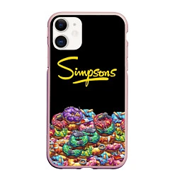 Чехол iPhone 11 матовый Simpsons Donuts, цвет: 3D-светло-розовый