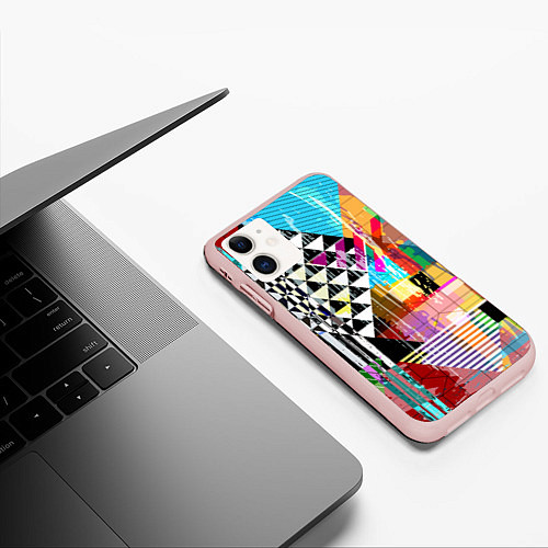 Чехол iPhone 11 матовый RGB Geometry / 3D-Светло-розовый – фото 3