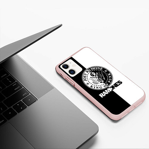 Чехол iPhone 11 матовый Ramones B&W / 3D-Светло-розовый – фото 3
