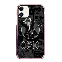 Чехол iPhone 11 матовый AC/DC: Black Devil, цвет: 3D-светло-розовый