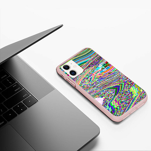 Чехол iPhone 11 матовый Optical Glitch / 3D-Светло-розовый – фото 3