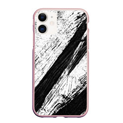 Чехол iPhone 11 матовый Белый и черный, цвет: 3D-светло-розовый